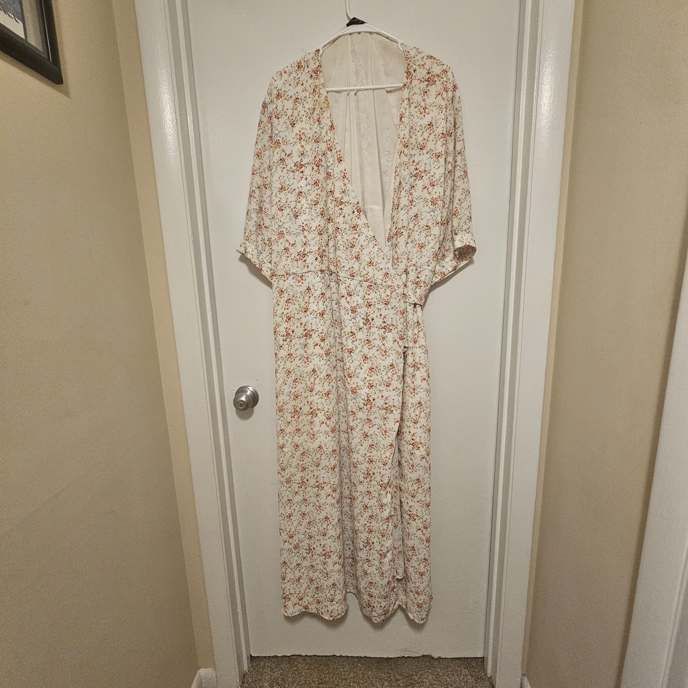 Rebdolls Floral Maxi Dress - Cream and Orange